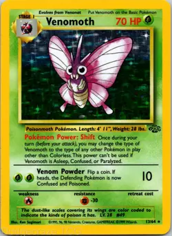 Venomoth 13/64 Holo Rare Jungle Pokemon NM - Image 1