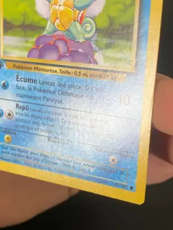 CARTE POKEMON CARAPUCE 63/102 EDITION 1 FR SET DE BASE COMMUNE - NM+ - Image 3
