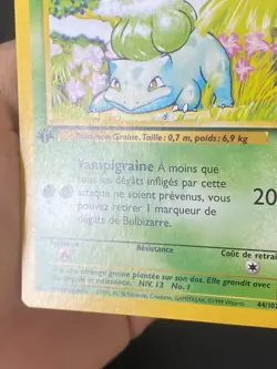CARTE POKEMON BULBIZARRE 44/102 EDITION 1 FR SET DE BASE COMMUNE - NM - Image 4