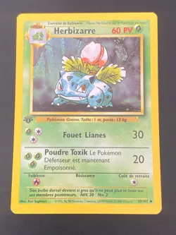 CARTE POKEMON HERBIZARRE 30/102 EDITION 1 FR SET DE BASE PEU COMMUNE - NM+ - Image 1