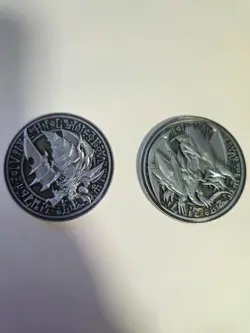 2x YuGiOh YCS Pre Silver Coin - Dark Magician, Blue Eyes Ultimate - Image 1