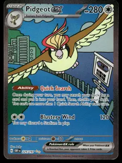 Pokemon Cards Pidgeot ex 225/197 Obsidian Flames Special Illustration Rare NM - Image 1