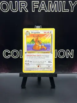 Pokemon Card WOTC 1999 1st Edition Dragonite 19/62 Fossil Set - LP - Image 1