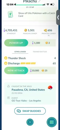 Pokemon Go Shiny Pikachu Wearing Calem’s Red Hat ( Go Fest 2026 ) - Image 2