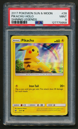 Pikachu 28/73 Holo Pokemon 2017 Shining Legends PSA 9 MINT - Image 1