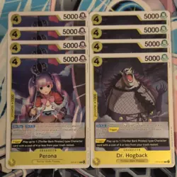 4 x Perona Foil OP14–111 R & Dr. Hogback OP14-110 R One Piece Foil Mint Playsets - Image 1