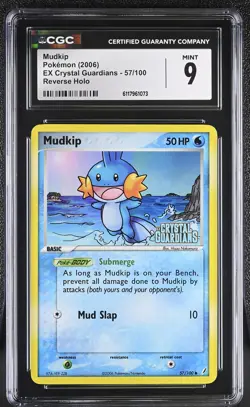 CGC 9 MINT Mudkip EX Crystal Guardians 57/100 Reverse Holo STAMPED Pokemon Card - Image 1