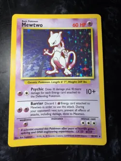 Mewtwo Holo Base Set 1999 Pokemon Card 10/102 Shadow unlimited - Image 1