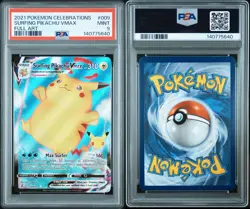 2021 POKEMON CELEBRATIONS 009 FULL ART/SURFING PIKACHU VMAX PSA 9 MINT - Image 3