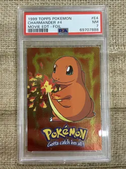 Graded PSA 7 1999 Topps Pokemon - Charmander #4 - Movie EDT Foil - Image 1