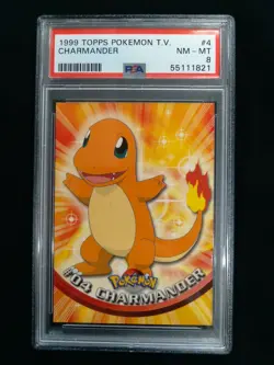 Graded PSA 8 CHARMANDER #4 1999 Topps Pokemon T.V. NM - MT - Image 1