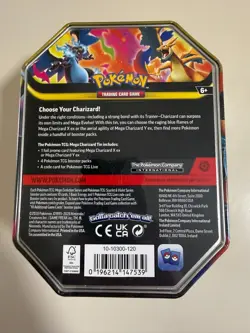 Mega Charizard Ex Tin Mega Charizard Y EX Promo Pokemon Sealed! IN HAND - Image 2