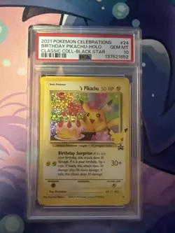 2021 POKEMON CELEBRATIONS CLASSIC COLLECTION #24 BIRTHDAY PIKACHU-HOLO PSA 10 - Image 1
