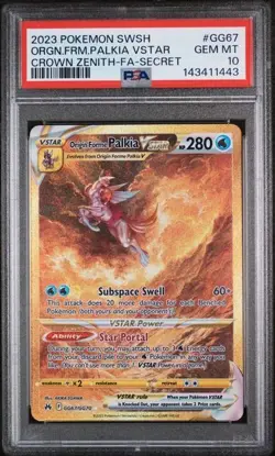 PSA 10 Pokemon Crown Zenith Secret Origin Forme Palkia VStar GG67/GG70 GEM MINT - Image 1