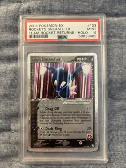 2004 Pokemon Ex Rocket’s Sneasel Ex Team Rocket Returns Holo PSA 9 Mint - Image 1