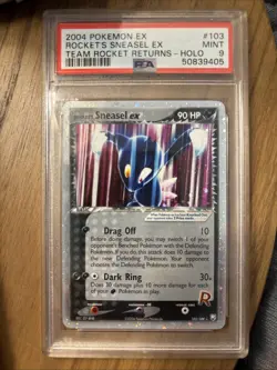 2004 Pokemon Ex Rocket’s Sneasel Ex Team Rocket Returns Holo PSA 9 Mint - Image 2