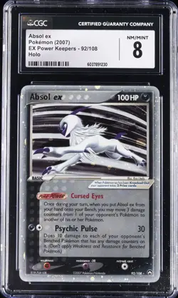2007 POKEMON EX POWER KEEPERS - HOLO #92/108 ABSOL EX CGC 8 - Image 1