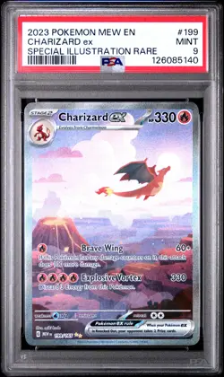 2023 POKEMON MEW EN-151 SPECIAL ILLUSTRATION RARE #199 CHARIZARD EX PSA 9 - Image 1