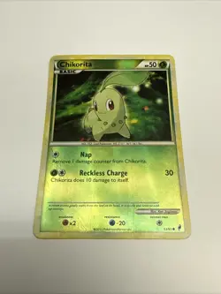 Pokemon Chikorita Call of Legends 53/95 Reverse Holo - Damaged - HP - Image 1