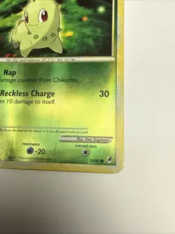 Pokemon Chikorita Call of Legends 53/95 Reverse Holo - Damaged - HP - Image 4