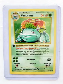 Pokemon TCG 1st Edition Shadowless VENUSAUR Base Set 15/102 Holo Rare WOTC 1999 - Image 1