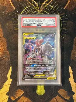 Pokemon Mewtwo Mew GX SM191 Promo Full Art PSA 1 - Image 1