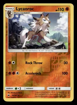 Lycanroc 76/147 Rare Burning Shadows Reverse Holo Pokemon NM - Image 1