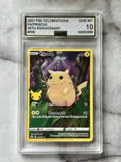 2021 POKEMON CELEBRATIONS 005 FULL ART PIKACHU AGS PSA 10 Crossgrade LOW POP - Image 1