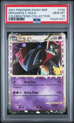 2021 Pokemon SWSH BSP Celebrations Collection #132 Dragapult Holo PSA 10 - Image 1