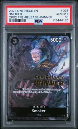 2023 ONE PIECE PROMOS PARAMOUNT WAR PRE-RELEASE-WINNER #025 SMOKER PSA 10 - Image 1