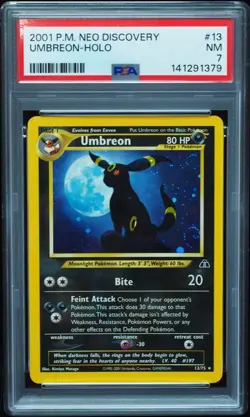 Umbreon 13/75 PSA 7 Neo Discovery Pokemon Card New Cert w/ Swirl! CLEAN! - Image 1