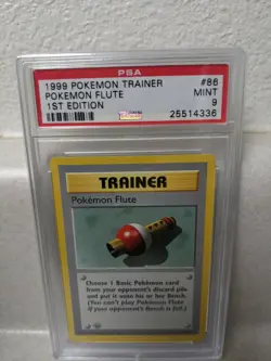 1999 Pokemon Base Set 1st Edition Pokemon Flute #86 PSA 9 MINT - Image 1
