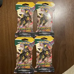 Pokemon Evolving Skies New Sealed Sleeved Blister Booster x4 Packs UMBREON - Image 1