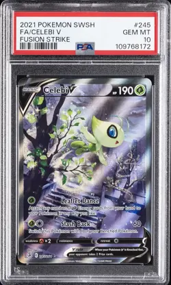 2021 POKEMON SWORD & SHIELD FUSION STRIKE #245 FULL ART/CELEBI V PSA 10 - Image 1