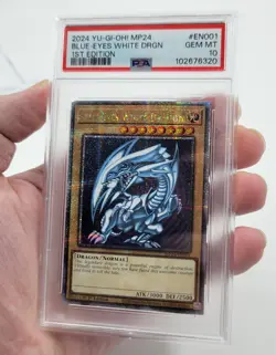 YUGIOH PSA 10 Blue-Eyes White Dragon MP24-EN001 QCR 1st Edition SDK ART - Image 1