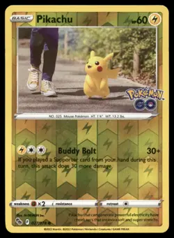Pikachu 027/078 Pokemon GO Reverse Holo Near Mint NM - Image 1