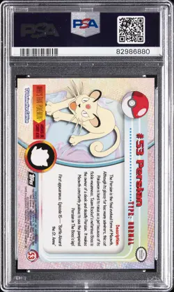 1999 TOPPS POKEMON TV #53 PERSIAN PSA 10 - Image 2