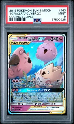 Pokemon Togepi & Cleffa & Igglybuff GX 143/236 Alt Art Tag Team MINT PSA 9 - Image 1