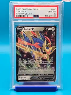 PSA 10 - 2023 POKEMON SWORD AND SHIELD CROWN ZENITH 095 ZACIAN V - Image 1