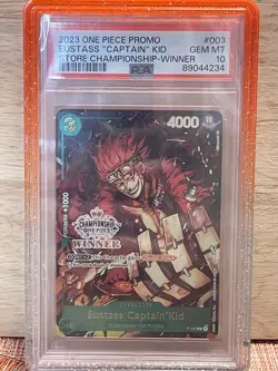 2023 EUSTASS "CAPTAIN" KID ONE PIECE PROMO STORE CHAMPIONSHIP-WINNER #003 PSA 10 - Image 1