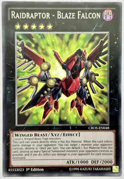 CROS-EN048 Raidraptor - Blaze Falcon - Rare 1st Edition Near Mint YuGiOh Card - Image 1