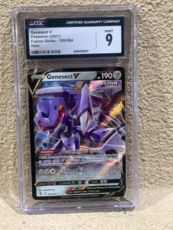 Genesect V Fusion Strike Ultra Rare Holo CGC 9 Pokemon TCG Card 185/264 - Image 1
