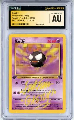 CGC Authentic Signed Ted Lewis Pokemon Gastly 33/62 Fossil Regular 1st Edition - Image 1