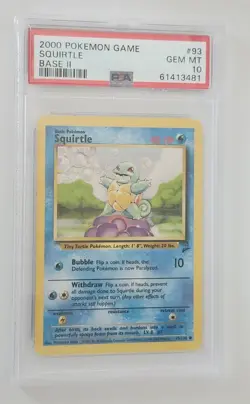 2000 POKEMON BASE SET 2 Card # 93 SQUIRTLE PSA 10 Gem Mint Base II - Image 1