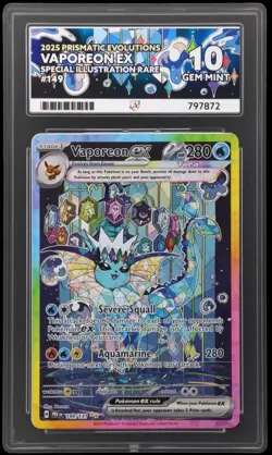 ACE 10 VAPOREON ex 149/131 | Prismatic Evo Full Art Graded Pokemon Card - KB - Image 1