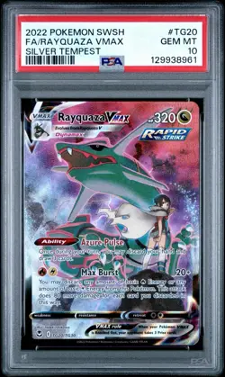 PSA 10 RAYQUAZA VMAX TG20/TG30 | Silver Tempest Full Art Graded Pokemon Card - Image 1
