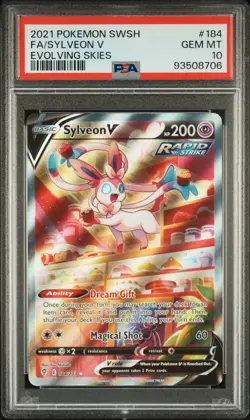 PSA 10 SYLVEON V 184/203 | Evolving Skies Alt Art Graded Pokemon Card - Image 1