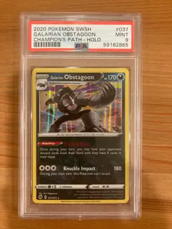 2020 Pokemon Champion's Path Galarian Obstagoon Holo #037/073 PSA 9 Mint - Image 1