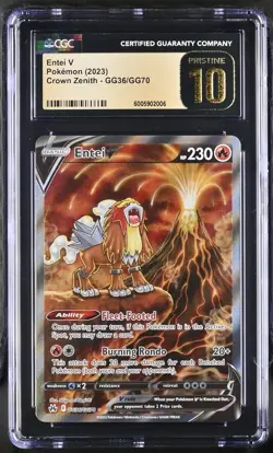 Pokemon Crown Zenith Entei V GG36/GG70 Galarian Gallery CGC 10 Pristine TOP POP - Image 1