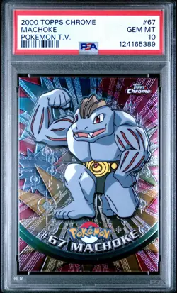 2000 TOPPS CHROME POKEMON T.V. #67 MACHOKE PSA 10 - Image 1